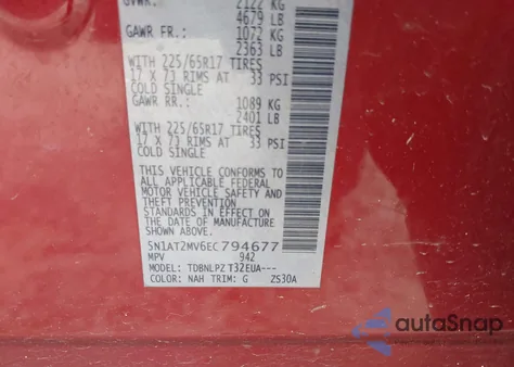 2014 Nissan Rogue S z USA, uszkodzony, nr VIN 5N1AT2MV6EC794677